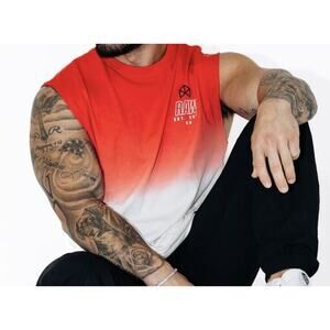 Raw Gear Men's Large Muscle Tank Red Dip Dye ~ RG339 By Bradley Martyn ✨NEW✨